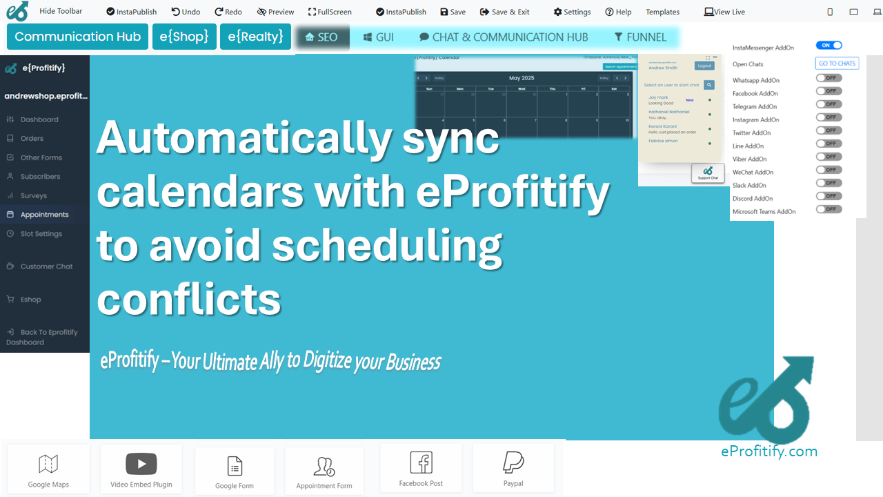 Automatically sync calendars with eProfitify to avoid scheduling conflicts